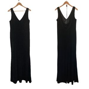 Revelry Black Velvet Dress Dakota V Neck, Draped Back size 14